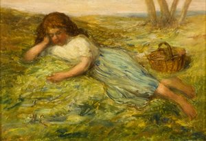 Tyttö ja kori, 1800-luku tekijältä Hugh Cameron