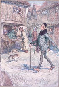 Eikö hän ikään kuin nosta päätään? Ja struct in his gate?, kuvitus teoksesta The Merry Wives of Windsor, 1910 tekijältä Hugh Thomson