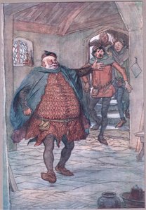 Falstaff, pistooli, Nym ja Bardolph, kuvitus teoksesta The Merry Wives of Windsor , 1910. tekijältä Hugh Thomson