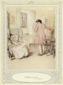 Kuvitus Goldsmithin teokseen She Stoops to Conquer (Hän pyrkii valloittamaan)