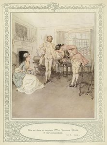 Kuvitus Goldsmithin teokseen She Stoops to Conquer tekijältä Hugh Thomson