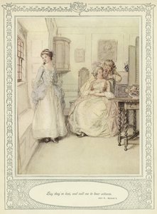 Kuvitus Goldsmithin teokseen She Stoops to Conquer (Hän pyrkii valloittamaan) tekijältä Hugh Thomson