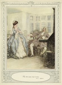 Kuvitus Goldsmithin teokseen She Stoops to Conquer
