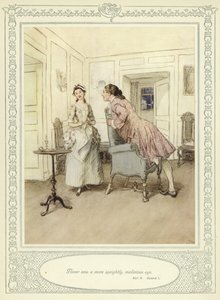 Kuvitus Goldsmithin teokseen She Stoops to Conquer tekijältä Hugh Thomson