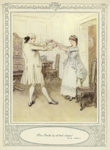 Kuvitus Goldsmithin teokseen She Stoops to Conquer (Hän pyrkii valloittamaan) tekijältä Hugh Thomson