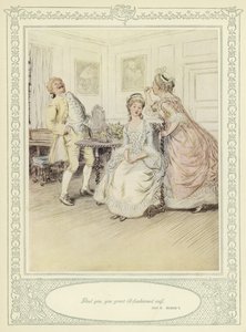 Kuvitus Goldsmithin teokseen She Stoops to Conquer tekijältä Hugh Thomson