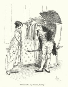 Kuvitus Northanger Abbeylle, kirjoittanut Jane Austen (litho) tekijältä Hugh Thomson
