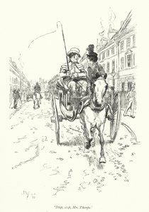 Kuvitus Northanger Abbeylle, kirjoittanut Jane Austen (litho) tekijältä Hugh Thomson