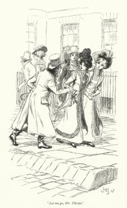 Kuvitus Northanger Abbeylle, kirjoittanut Jane Austen (litho) tekijältä Hugh Thomson
