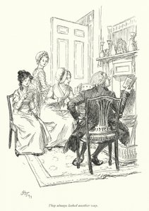 Kuvitus Northanger Abbeylle, kirjoittanut Jane Austen (litho) tekijältä Hugh Thomson