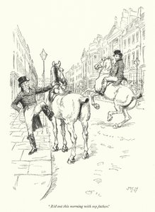 Kuvitus Northanger Abbeylle, kirjoittanut Jane Austen (litho) tekijältä Hugh Thomson