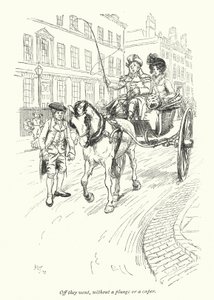 Kuvitus Northanger Abbeylle, kirjoittanut Jane Austen (litho) tekijältä Hugh Thomson