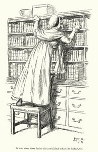 Kuvitus Northanger Abbeylle, kirjoittanut Jane Austen (litho) tekijältä Hugh Thomson