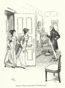 Kuvitus Northanger Abbeylle, kirjoittanut Jane Austen (litho) tekijältä Hugh Thomson