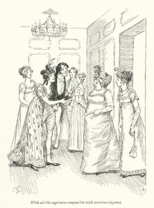 Jane Austenin kuvitus suostutteluun (litho) tekijältä Hugh Thomson