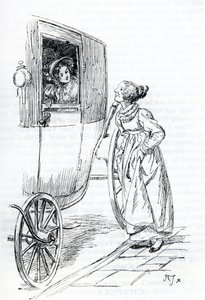 "Miss Bates et Emma" (kuva) tekijältä Hugh Thomson