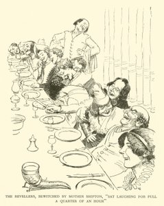 The Revellers, Äiti Shiptonin lumoama, "Sat Laughing for Full a Quarter of An Hour" (kaiverrus) tekijältä Hugh Thomson