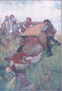 "Thrown into the Thames", kuvitus teoksesta "The Merry Wives of Windsor" tekijältä Hugh Thomson