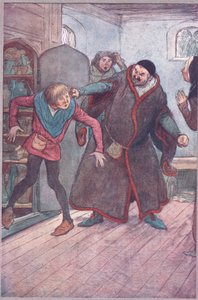 Konna! Larron! (Pulling Simple out), kuvitus teoksesta The Merry Wives of Windsor, 1910 tekijältä Hugh Thomson