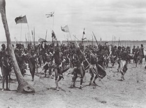 Afrikka: Shilluk hautajaisseremonia lähellä Tongaa (s/w-kuva). tekijältä Hugo Adolf Bernatzik