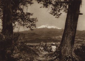 Meksiko: Amecameca ja Iztaccihuatl (s/w-kuva). tekijältä Hugo Brehme