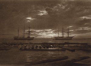 Meksiko: Yönlasku, Laguna del Carmen, Campechen osavaltio (s/w-kuva) tekijältä Hugo Brehme