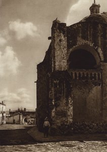 Meksiko: Cuernavaca, Katedraalin osittainen näkymä (s/w-kuva). tekijältä Hugo Brehme
