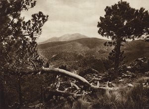 Meksiko: El Ajusco San Miguelista katsottuna (s/w-kuva). tekijältä Hugo Brehme
