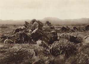 Meksiko: Pedregal, Corriente de basalto-lava lähellä San Angelia (s/w-kuva). tekijältä Hugo Brehme