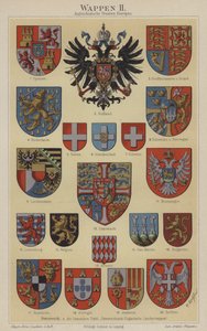Euroopan maiden vaakunat (väri litho) tekijältä Hugo Gerard (after) Strohl