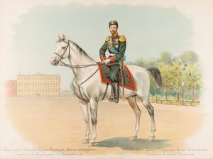 Venäjän Nikolai II:n ratsumuotokuva tekijältä Hugo Karlovich Bakmanson