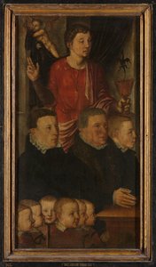 Memorial Triptyykin vasen siipi, jota aiemmin kutsuttiin Gertz Memorial Triptyykkiksi, ja siinä on yhdeksän miespuolista lahjoittajamuotokuvaa, joissa on evankelista pyhä Johannes (sisäinen) ja pyhä Pietari (ulompi) tekijältä Hugo van der Goes (copy after)