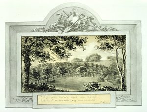 Näkymä pihapiiristä "jälkeen", Antony Housen punaisesta kirjasta, noin 1812 (muste paperilla) (ks. 170692 "ennen" näkymä). tekijältä Humphry Repton
