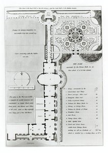 Puutarhasuunnittelu, julkaisusta "Fragments on the Theory and Practice of Landscape Gardening", julkaistu 1816 (litho) (mv-valokuva) tekijältä Humphry Repton