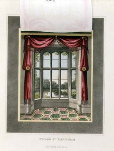 Window at Barningham (After) julkaisusta "Fragments on the Theory and Practice of Landscape Gardening", pub. 1816 (väri litho) (katso myös 103904) tekijältä Humphry Repton