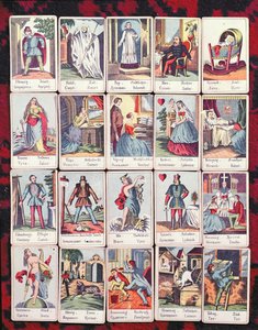 LeNormand-kortit neljällä kielellä (unkari, saksa, serbi ja kroatia), 1800-luvun loppu