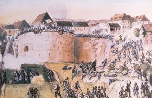 Unkarin vallankumous 1848: Itävallan joukot hyökkäsivät Budan linnaan 21.5.1849 (wc paperilla)