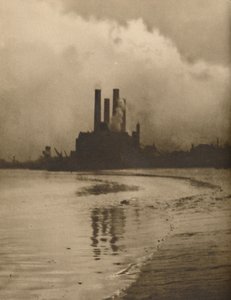 "Chelsea Chimneys: Voimalaitos Old Cremorne Gardensin paikalla", vuodelta 1935. tekijältä Huson