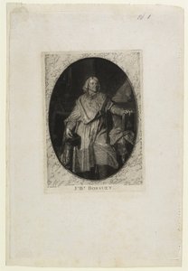 J.B. Bossuet (jalan), kaiverrus Jean-Baptiste de Grateloup, 1771 (mezzotint, akvatinta ja kuivakärki chine colléssa) tekijältä Hyacinthe Francois Rigaud