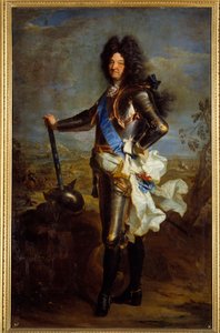 Ludvig XIV:n muotokuva panssarivarsissa (1630-1715). Hyacinthe Rigaudin (1659-1743) maalaus