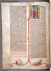 Historioitu alkukirjain "H" Samuelin kirjan alussa, sanoista "Stjorn" ("Hallinto") (vellum)