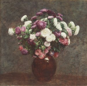 Asters maljakossa tekijältä Ignace Henri Jean Fantin Latour