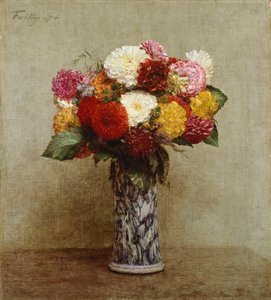Daaliat kiinalaisessa maljakossa, 1874 tekijältä Ignace Henri Jean Fantin-Latour