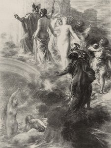 Viimeinen kohtaus elokuvasta "Das Rheingold" tekijältä Ignace Henri Jean Fantin Latour