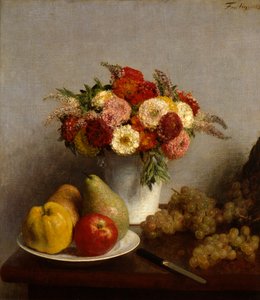 Hedelmiä ja kukkia, 1865. tekijältä Ignace Henri Jean Fantin Latour