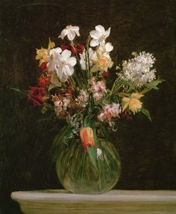 Valkoiset narsissit, hyasintit ja tulppaanit, 1864 tekijältä Ignace Henri Jean Fantin-Latour