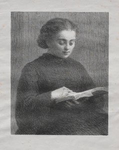 Luettavaa: Taiteilijasisaren muotokuva, 1897. tekijältä Ignace Henri Jean Fantin Latour
