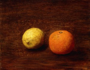 Asetelma, sitruuna ja appelsiini; Nature Morte, Citron et Orange, 1868 tekijältä Ignace Henri Jean Fantin-Latour