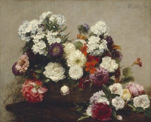 Asetelma kukkien kanssa, 1881 tekijältä Ignace Henri Jean Fantin Latour