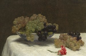 Asetelma viinirypäleillä ja neilikka, n. 1880